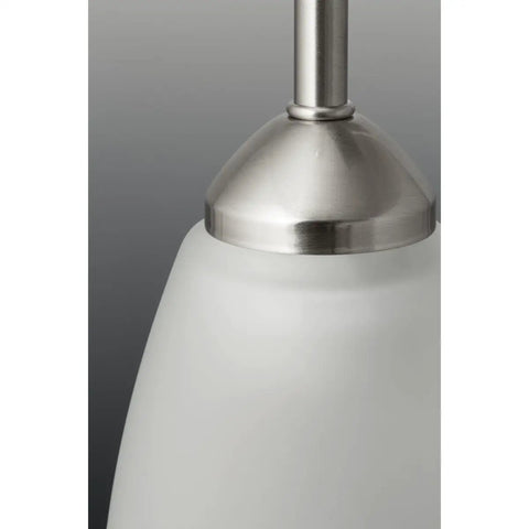 Three Light Etched Glass Traditional Chandelier In Brushed Nickel Finish From Gather Collection With Swooping Metal Arms Elegant White Glass Shades And A 42 Inch Chain For Easy Ceiling Mount