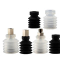 Five Layer Vacuum Suction Cup For Industrial Pneumatic Manipulator VP Series various silicone gripper pads in black and clear colors.