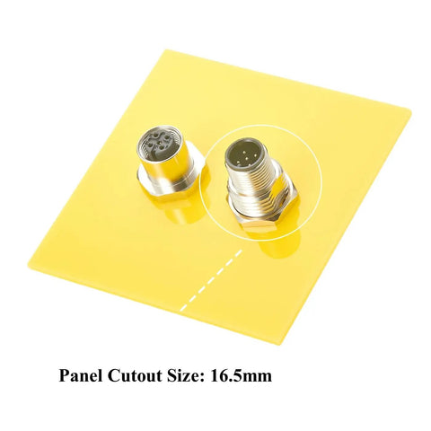 Pair Of M12 A Coded 5 Pin Male To Female Panel Mount Connector IP67 Shielded Bulkhead Feedthrough For Industrial Use front view