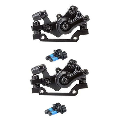 Heavy Duty Aluminum Alloy Disc Brake Caliper Pair With Badass Stopping Power For Trail Blazing And City Cruising Snappy Install And Dependable Hand Grip, matte black, includes mounting bolts.