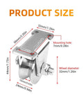 Two Pack V Groove Wheel Pulley Blocks 1.26 Inch Stainless Steel Silent Pulley Rock Solid Gate Rollers With Duplex Bearing dimensions diagram showing measurements.