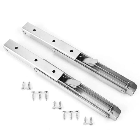 Wall Mounted Folding Shelf Bracket, Thickened Stainless Steel, 8 Inch Folding Shelf Support with screws, flat view
