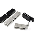 Heavy Duty Stainless Steel Glass Door Hinge For Frameless Bathroom And Shower Setup with silver and black components