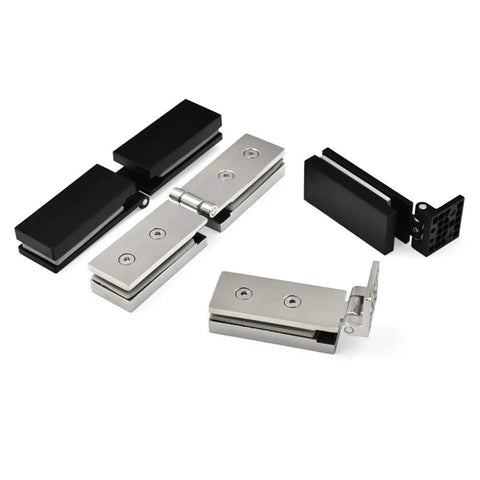 Heavy Duty Stainless Steel Glass Door Hinge For Frameless Bathroom And Shower Setup with silver and black components