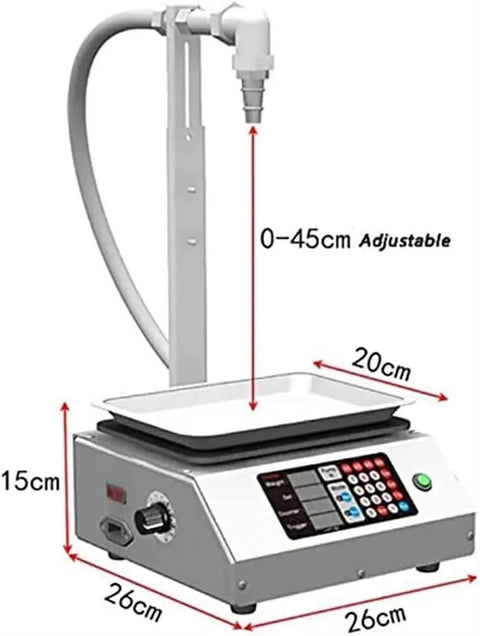 Automatic Liquid Filling Machine With 17 Liters Per Minute Commercial Stainless Steel Bottle Filler For Food And Lotions Heavy Diaphragm Pump, adjustable nozzle and control panel.