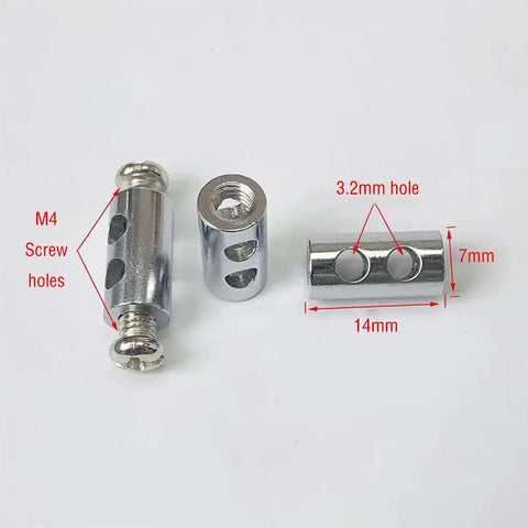 30 Pack Double Hole Wire Rope Cable Clamps For 3mm Line Holes, Iron Construction With M4 Screw Hole, 10mm By 5.9mm Clips, Indoor Use