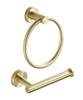 Brushed Gold Toilet Paper Holder And Towel Ring Set All In One Stainless Steel Wall Mount Bathroom Hardware Two Piece With 180 Degree Rotating Ring