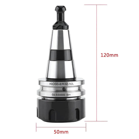 Heavy-Duty ER32-50L Balance Collet Lathe Chuck Tool Holder For ISO30 CNC Milling, Stainless Steel With Pull Stud, 30000RPM