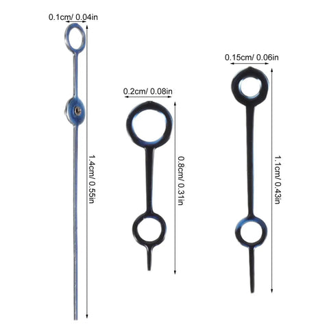 Metal Watch Hands Set for NH35 364R and 7S Movements, blue finish, dimensions shown, pro-grade upgrade kit for enthusiasts.