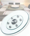 Tempered Glass Lazy Susan Turntable For Kitchen And Dining Table, 30 Inch Rotating Serving Tray showcased on dining table