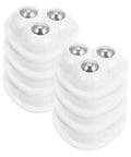 Heavy Duty Peel And Stick Caster Wheels 8 Pack Steel Rolling Casters, white with metal ball bearings for easy sliding.