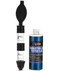 Plug And Play Pro Grade Combustion Leak Test Kit Featuring Dual Chamber Alkaline Filter System For Gas Diesel Engines No False Readings Hella Reliable Head Gasket Blown Block Detector Set with tester fluid and bulb.