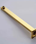 Top Shelf Gold Wall Mounted Bathroom Shower System With Thermostatic Temp Control brass shower arm connector detail