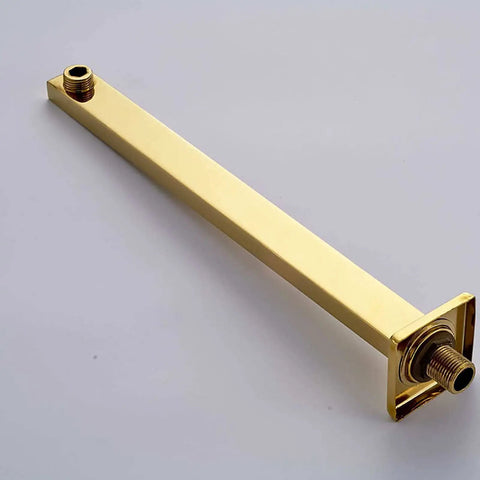 Heavy Duty Gold Thermostatic Shower System That Runs Flawless With 16 Inch Rainhead And Angled Handheld Sprayer Wall Mounted Bathroom Faucet Kit Featuring Powerful Body Jets And Worry Free Waterfall Tub Spout golden shower arm for wall mounting in a sleek design