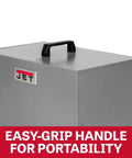Shop Ready Benchtop Metalworking Dust Collector Featuring Non Sparking Aluminum Housing with easy-grip handle for portability.