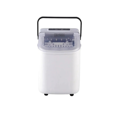 Compact Countertop Ice Maker Cranks Out Fresh Bullet Ice In Record Time Featuring Smart Digital Controls And An Integrated Handle.