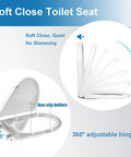 Modern Gray D Shaped Toilet Seat Featuring Soft Close Lids And No Fuss Quick Release Design with adjustable hinges and non-slip bumpers.