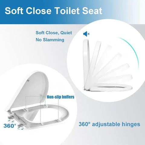 Modern Gray D Shaped Toilet Seat Featuring Soft Close Lids And No Fuss Quick Release Design with adjustable hinges and non-slip bumpers.
