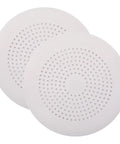 Top Shelf 2 Pack Heavy Duty Silicone Drain Hair Catcher Featuring Rock Solid Suction Cups Sticks Like Glue Stops Hair Clogs Cold And Keeps Your Plumbing Spotless White, two white silicone catchers.