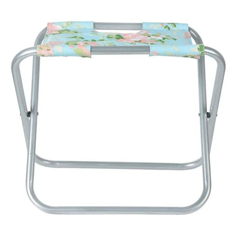 Top view of Grab And Go Garden Tool Storage Stool With Detachable Bag And Multiple Pockets Portable Weeding Seat Floral Rose Pattern Rugged Canvas And Jute Build For Easy Outdoor Cleanup, showing floral seat pattern.