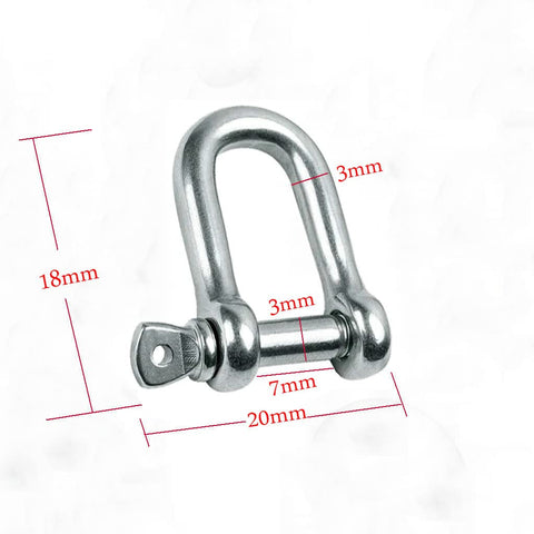 316 Stainless Steel D Shackle Mini Shackles For Paracord Jewelry And Bracelet Hardware Built Tough Marine Grade Rigging 1 Eighth Inch Pin Opening Durable Pack Of 10 For Survival Gear And Craft Projects, showing dimensions.