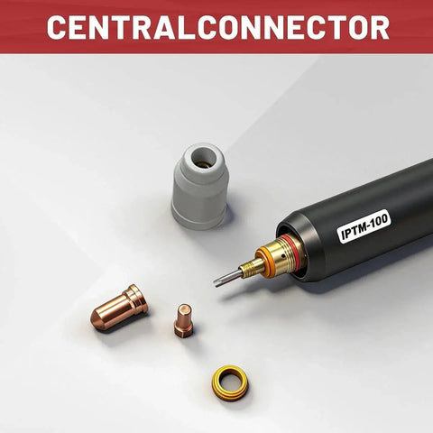 CNC Plasma Torch Kit For Non HF Pilot Arc Systems showing IPTM-100 torch components and central connector.