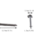 Side and top view of 500 Pack Black Iron Nail Tacks 13mm for Shoes Boots Soles Leather Heel Repair and Replacement Heavy Duty Rock Solid Metal Stud Nails.