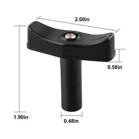 Manual Lift Knob Kit For Roof Vent Lift Arm Compatibility With Fan Tastic 4000R 5000 RBT And 8000 Series, black, dimensions marked