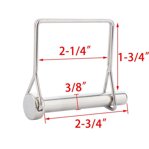 2-pack square PTO safety pin, 316 stainless steel, 3/8" x 2-3/4" locking shaft pin.