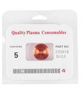 5 Pcs Premium Copper Plasma Caps For 85 And 105 Thermal Dynamics Cutting Torch Consumables High Temp Replacement Parts Ensure Precise Cut Quality And Lasting Durability Now packaged in a clear plastic sleeve.