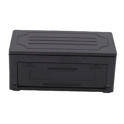 Top Tier Model Car Toolbox And Portable Luggage Storage Case For RC Hobbyists Black Hard Shell Organizer viewed from the top.