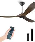 52 Inch Outdoor Ceiling Fan With Remote Control For Patios And Big Rooms Quiet Farmhouse Wood Walnut Finish 3 Blade Exterior