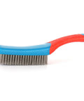 Rust Removal Wire Brush With Ergonomic Handle, Stainless Steel 8-Row Metal Scrubber for cleaning rust, red and blue handle