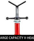 Beefy Heavy Duty Pipe Jack Stand With V Head And 2/4 Ball Transfer Folding Tripod Pipe Support Adjustable 20 To 55 Inches 12 Inch Pipeworking Clamp Tool Stand Rugged Steel Construction Safe Locking Easy Setup V-head close-up
