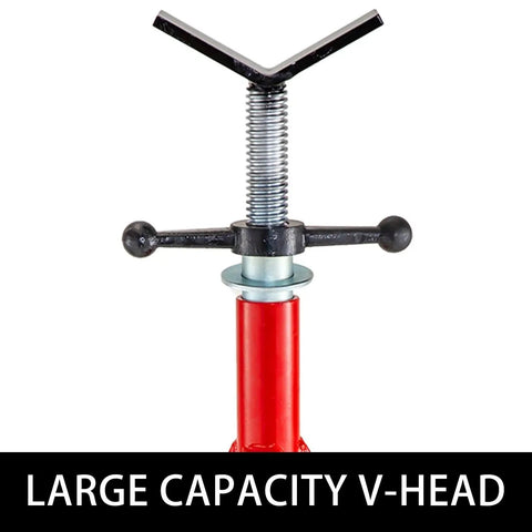 Beefy Heavy Duty Pipe Jack Stand With V Head And 2/4 Ball Transfer Folding Tripod Pipe Support Adjustable 20 To 55 Inches 12 Inch Pipeworking Clamp Tool Stand Rugged Steel Construction Safe Locking Easy Setup V-head close-up