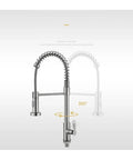Stainless Steel Kitchen Faucet with Wall-Mounted Spray, Single Handle Cold Water Sink Tap for Top Mount Kitchen Sinks, Design for Modern Kitchens, showcasing 360-degree swivel neck.