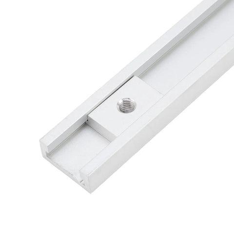 Close-up of heavy duty T track sliding nut from Heavy Duty T Track Sliding Nut Set Kit Four Pack Aluminum Alloy With Predrilled Holes And Screws.