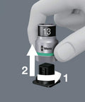 Close-up of 13mm socket from 9 Piece Torx Bit Socket Set On Durable Textile Belt With Holding Function One Quarter Inch Drive Portable Tool