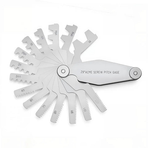 29 Degree Acme Screw Pitch Gauge 16 Piece Stainless Steel Tool Set For T Thread Measuring And Cutting Handy Reference For Machinists And DIY Pros For Home Workshop Projects And Repairs