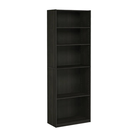 5 Tier Closet Organizer With Adjustable Shelves In Rich Espresso, Tall Bedroom Storage Rack packed with smart space saving design.