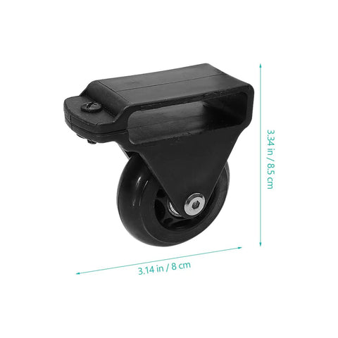 Telescopic Ladder Wheels And Retractable Wheel Casters Set For Folding Aluminum Ladders Smooth As Butter Rolling Replacement Tires close-up view of black rubber-coated caster wheel measuring 3.34x3.14 inches