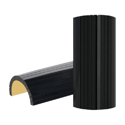 Heavy Duty Self Adhesive Garage Wall Corner Guard With Thick Eva Foam Pad To Shield Your Rig Door From Bad Hits And Bumper Scrapes Quick Peel Stick Edge Padding displayed in a curved and flat shape.