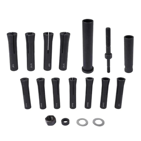 Complete Pro Grade Dowel Pin Puller Master Kit With In-Line Pulling For Fast, Straight Pin Removal of various metric and inch sizes