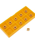 Turning Tool Holder Set With CCMT060204 HM Inserts for Steel Machining, 10 golden carbide inserts in yellow case