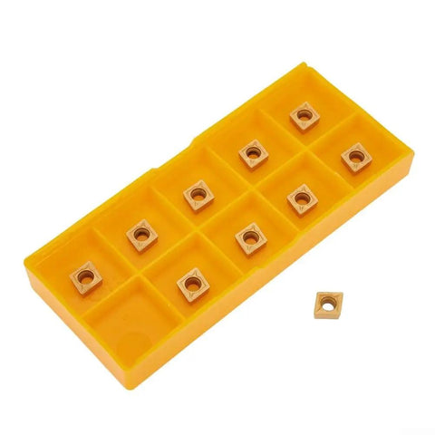 Turning Tool Holder Set With CCMT060204 HM Inserts for Steel Machining, 10 golden carbide inserts in yellow case