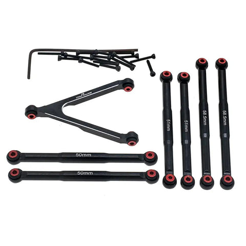 Suspension Links Set And Steering Rod Tie For Axial SCX24 1 24 C10 Wrangler JLU Bronco CNC Machined Aluminum 6061T6 Anodized