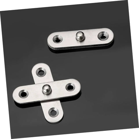 Heavy Duty Stainless Steel Concealed Pivot Hinges 360 Degree Rotation Self Closing Hidden Door Hinge System For Wardrobe Cabinets Bookcases And More 10 Pack Fondotin visible with two flat stainless steel hinge plates on a black background.