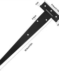 Heavy Duty 12 Inch T Hinges Two Pack Steel Barn Gate Hardware With Screws For Shed Doors And Outdoor Wood Projects Ridiculously Tough And Ready To Handle Any Job Site Challenge, showing measurements.