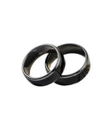 Two black ceramic RFID UID rings for Access Control, featuring 125kHz and 13.56MHz frequency, ISO14443A UID Changeable Chip Wearable Tech.