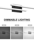 Modern LED Vanity Light 30 Inch Black Bathroom Fixture Dimmable Wall Mount White Light 6000K Aluminum Frame Lighting Modes